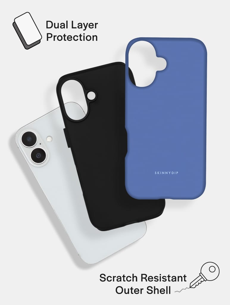 Blue with Light Blue Solid Colour Ultra Protective iPhone Case Phone Cases Skinnydip London