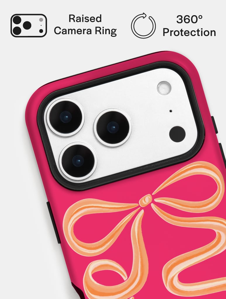 Bow Hot Pink and Orange Ultra Protective iPhone Case Phone Cases Skinnydip London