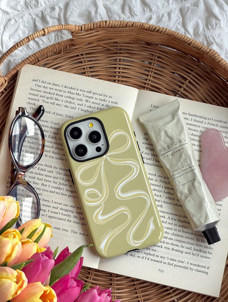 Bow Sage Green Ultra Protective iPhone Case Phone Cases Skinnydip London