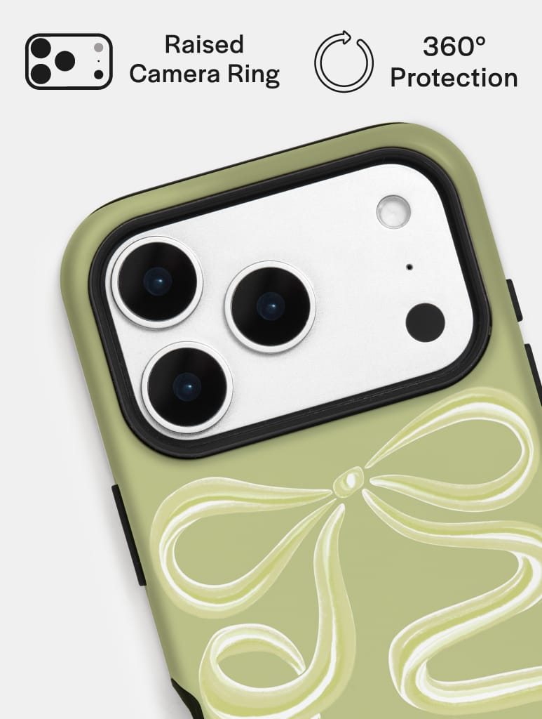 Bow Sage Green Ultra Protective iPhone Case Phone Cases Skinnydip London