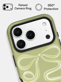 Bow Sage Green Ultra Protective iPhone Case Phone Cases Skinnydip London