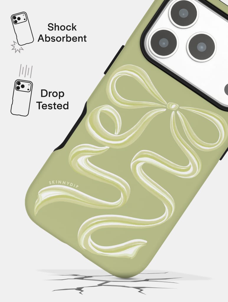 Bow Sage Green Ultra Protective iPhone Case Phone Cases Skinnydip London