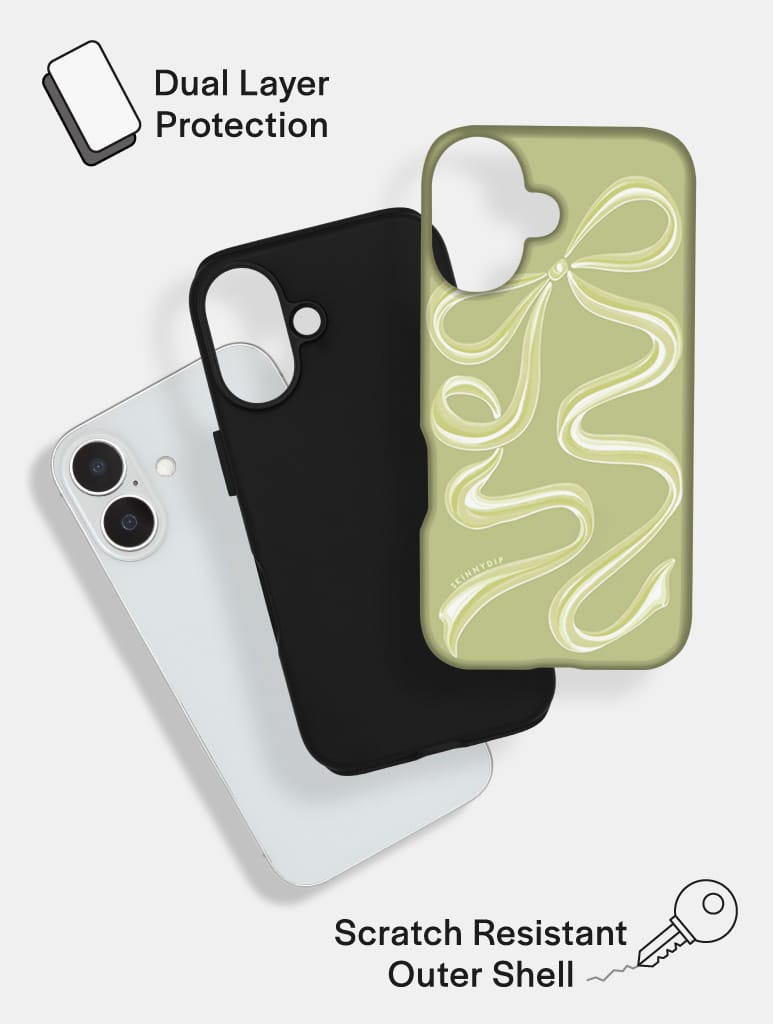 Bow Sage Green Ultra Protective iPhone Case Phone Cases Skinnydip London