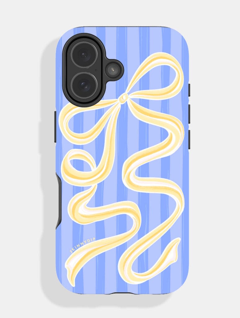Bow Stripe Blue and Yellow Ultra Protective iPhone Case Phone Cases Skinnydip London
