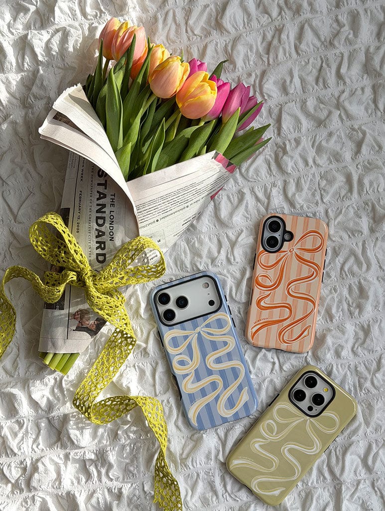 Bow Stripe Blue and Yellow Ultra Protective iPhone Case Phone Cases Skinnydip London