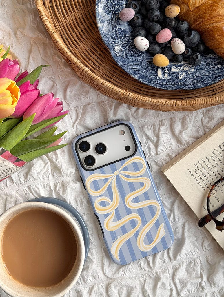 Bow Stripe Blue and Yellow Ultra Protective iPhone Case Phone Cases Skinnydip London