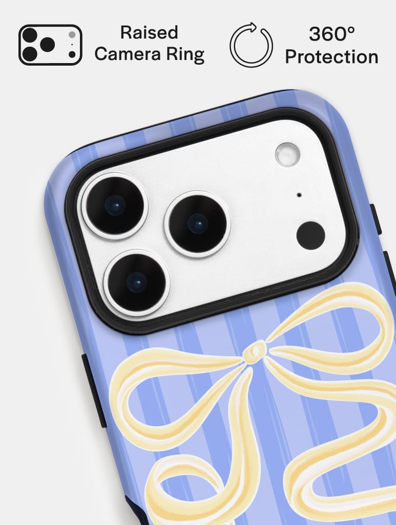 Bow Stripe Blue and Yellow Ultra Protective iPhone Case Phone Cases Skinnydip London