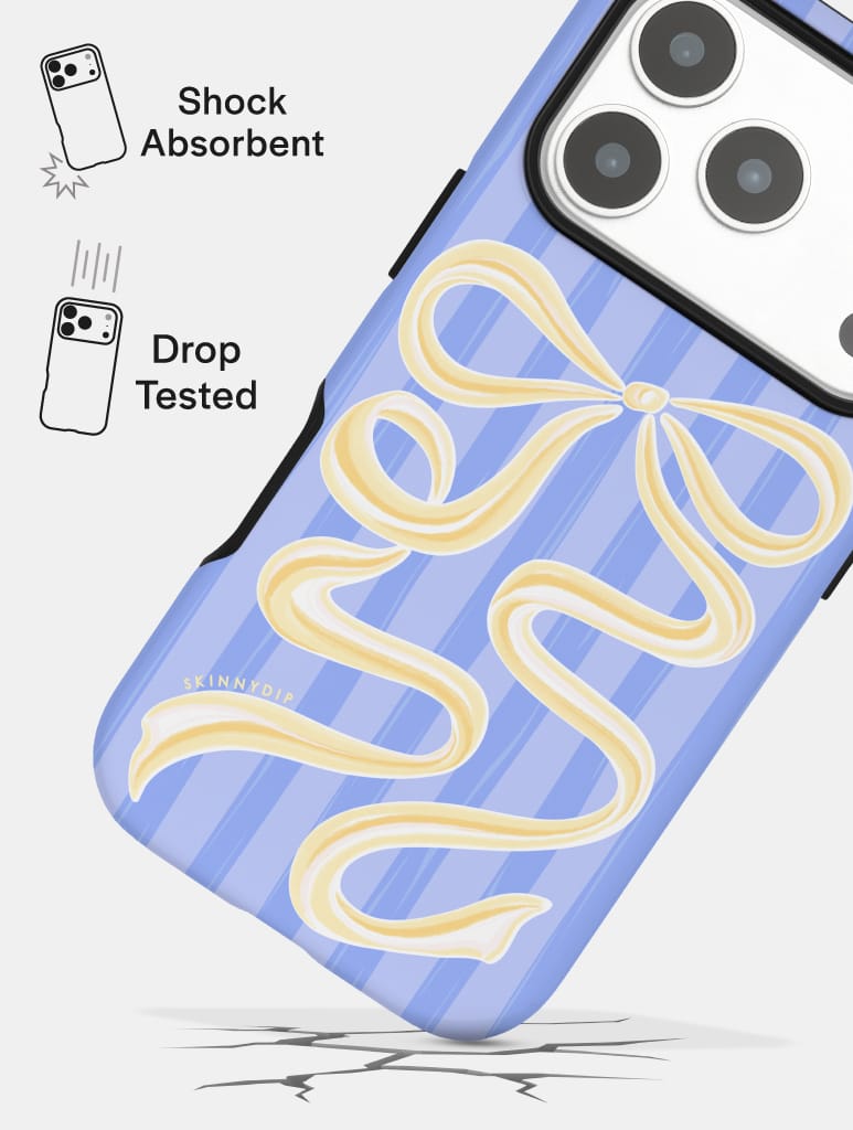 Bow Stripe Blue and Yellow Ultra Protective iPhone Case Phone Cases Skinnydip London