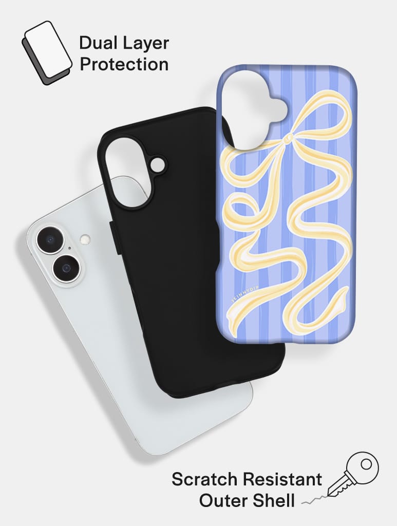 Bow Stripe Blue and Yellow Ultra Protective iPhone Case Phone Cases Skinnydip London