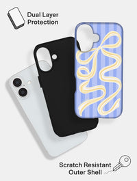 Bow Stripe Blue and Yellow Ultra Protective iPhone Case Phone Cases Skinnydip London