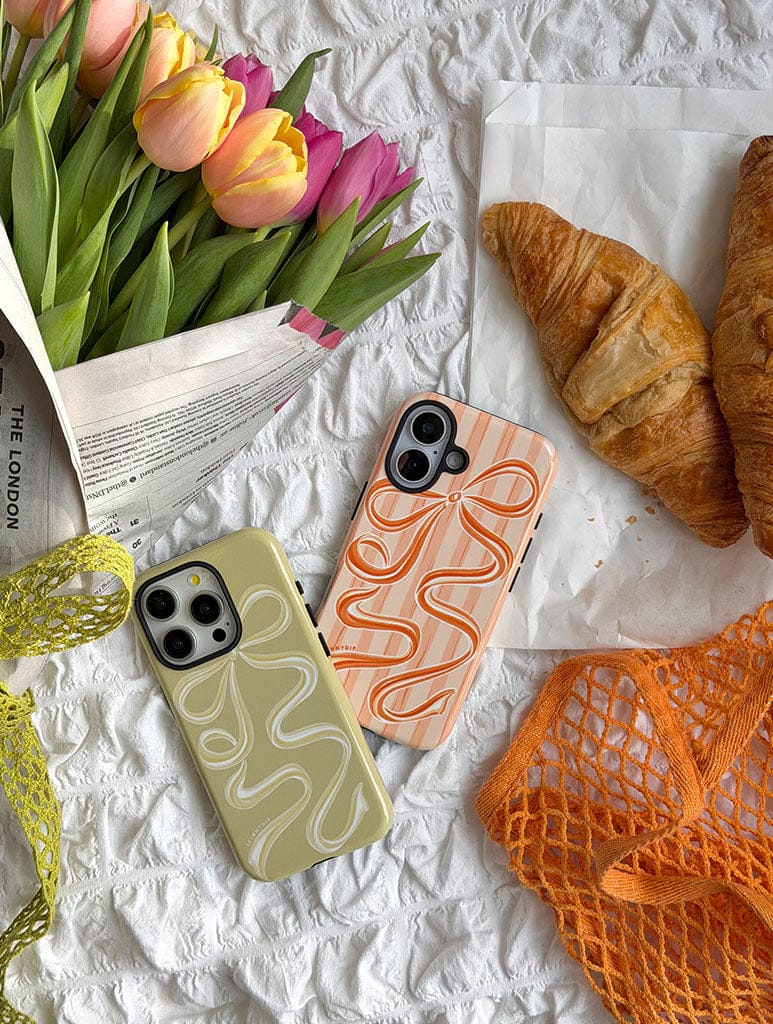 Bow Stripe Orange Ultra Protective iPhone Case Phone Cases Skinnydip London