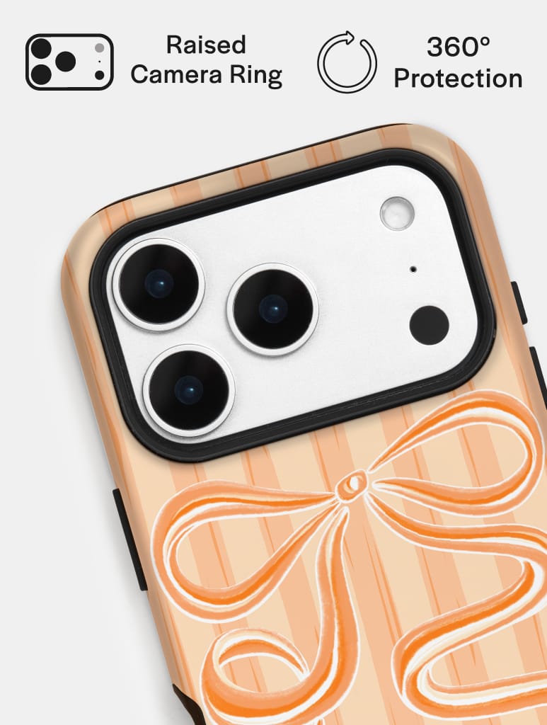 Bow Stripe Orange Ultra Protective iPhone Case Phone Cases Skinnydip London