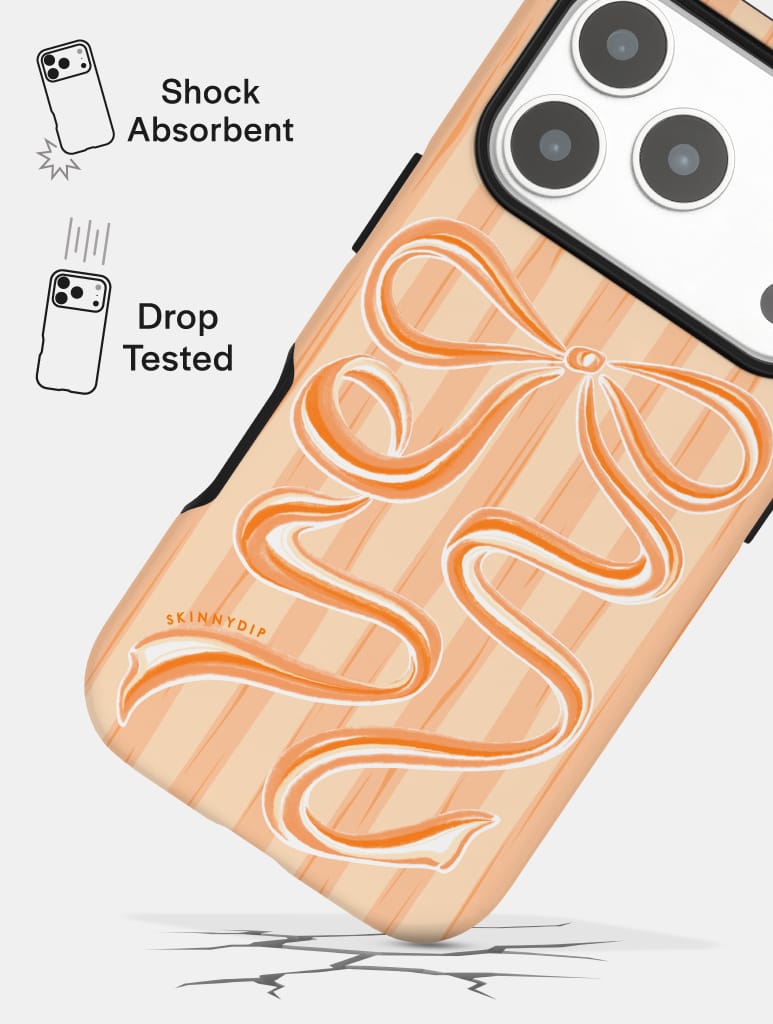 Bow Stripe Orange Ultra Protective iPhone Case Phone Cases Skinnydip London