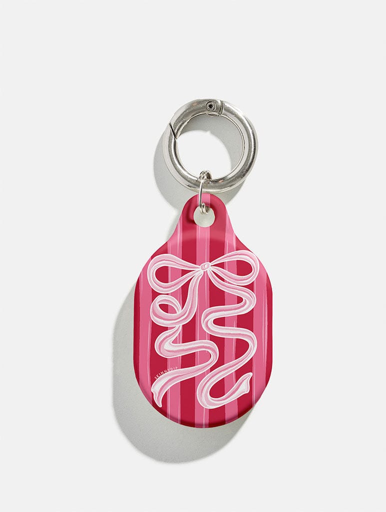 Bow Stripe Red and Pink AirTag Case in Gloss AirTags Cases Skinnydip London