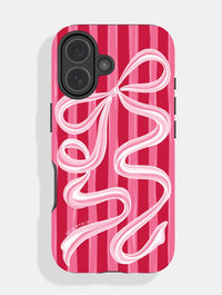 Bow Stripe Red and Pink Ultra Protective iPhone Case Phone Cases Skinnydip London