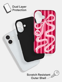 Bow Stripe Red and Pink Ultra Protective iPhone Case Phone Cases Skinnydip London