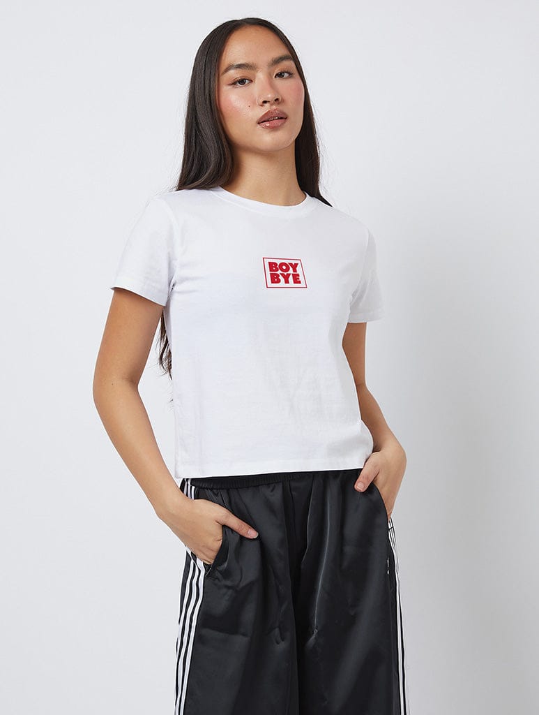 Boy Bye Baby T-Shirt In White Tops & T-Shirts Skinnydip London