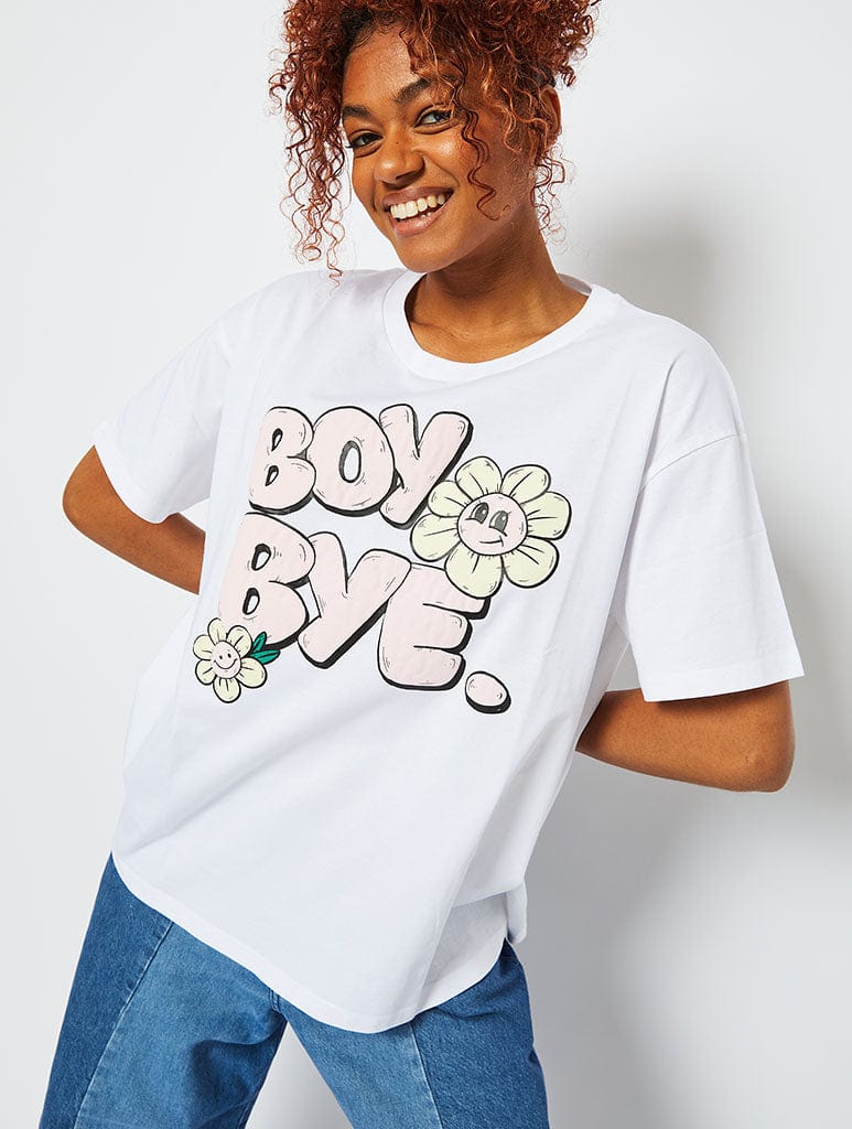 Boy Bye Oversized T-Shirt in White T-Shirts Skinnydip London