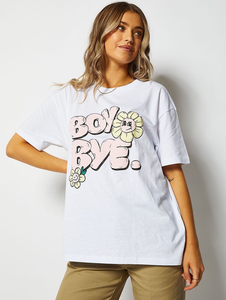 Boy Bye Oversized T-Shirt in White Tops & T-Shirts Skinnydip London