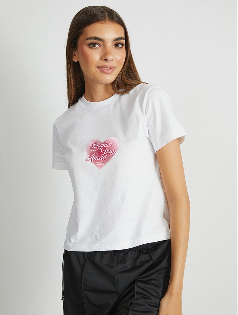 Brighter Days Ahead Baby T-Shirt In White Tops & T-Shirts Skinnydip London