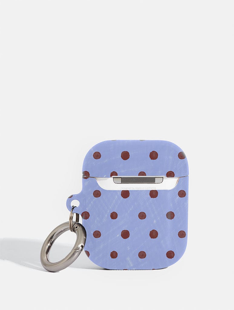 Brown and Blue Painted Polka Dot AirPods Case AirPods Cases Skinnydip London