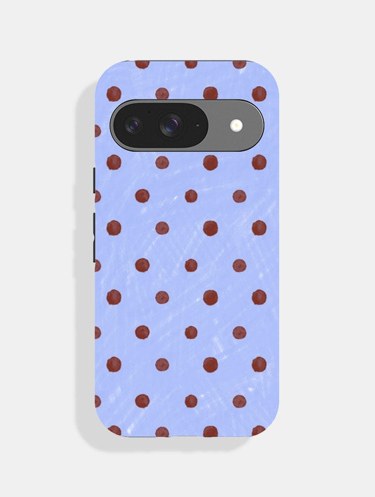 Brown and Blue Painted Polka Dot Ultra Protective Google Pixel Case Phone Cases Skinnydip London