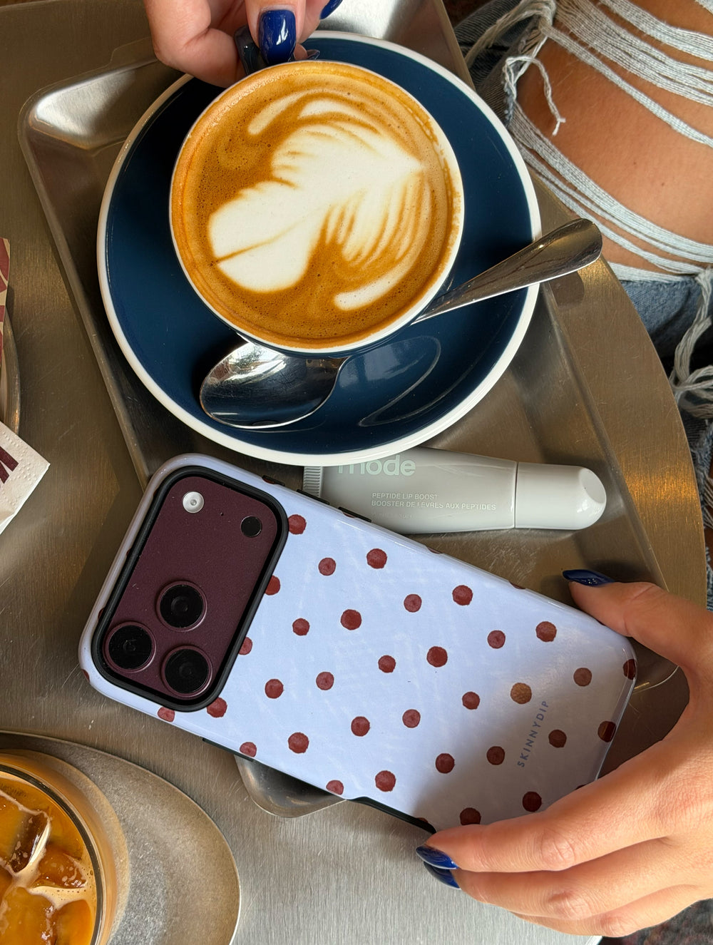 Brown and Blue Painted Polka Dot Ultra Protective iPhone Case Phone Cases Skinnydip London
