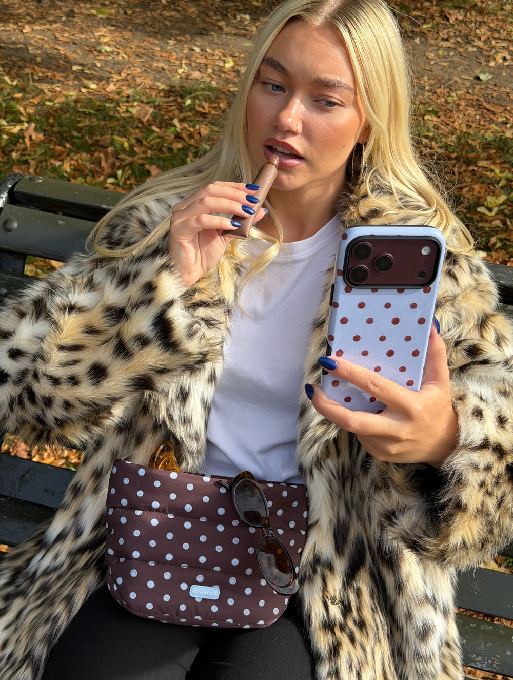 Brown and Blue Painted Polka Dot Ultra Protective iPhone Case Phone Cases Skinnydip London
