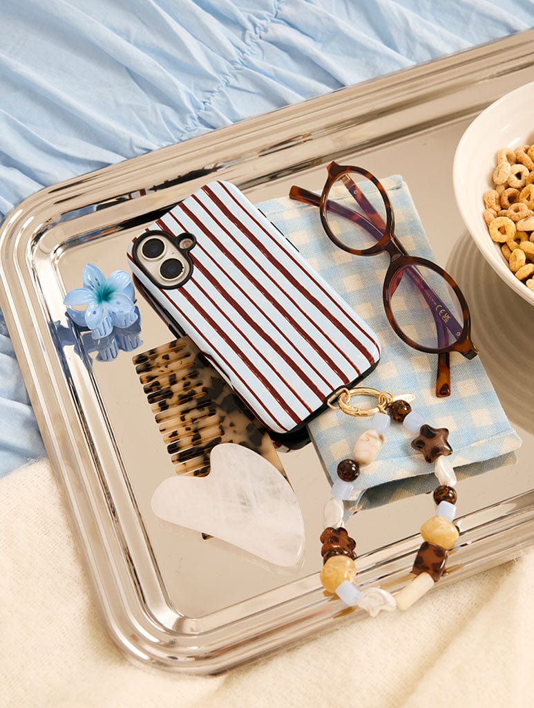 Brown And Blue Sketchy Stripes Ultra Protective iPhone Case Phone Cases Skinnydip London