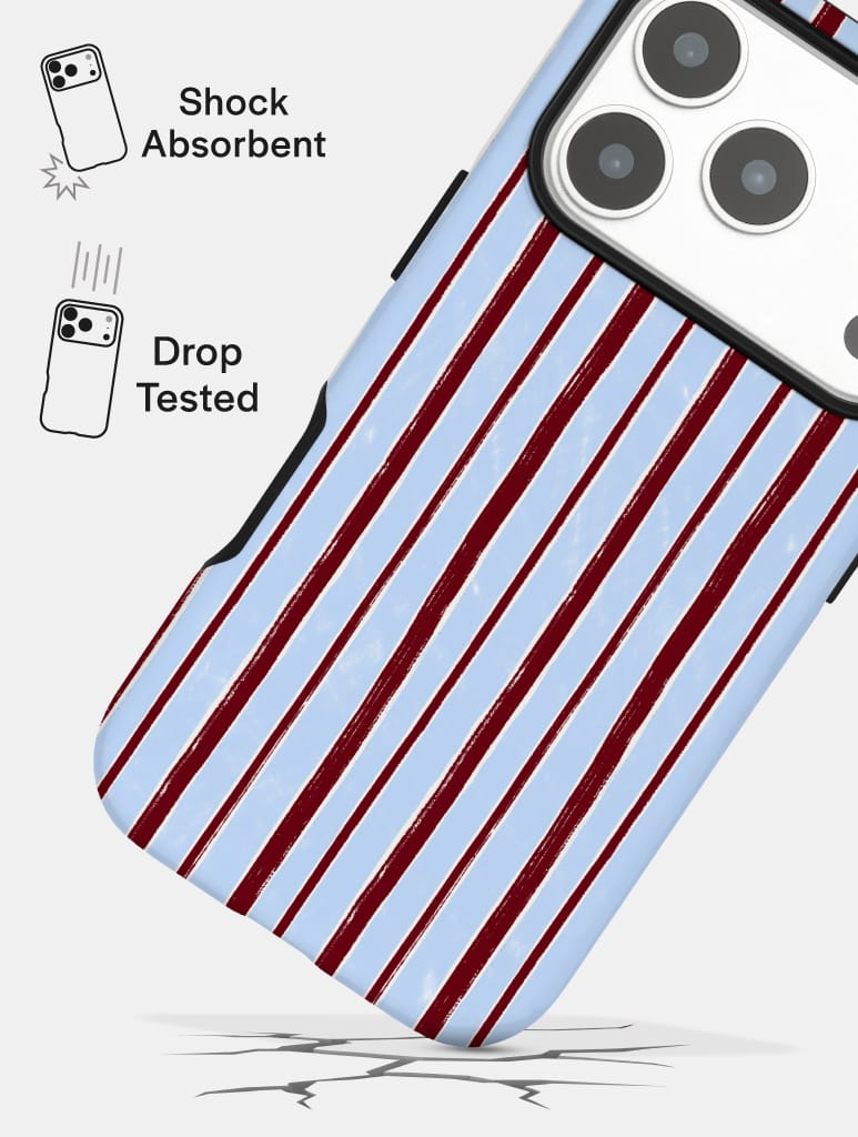 Brown And Blue Sketchy Stripes Ultra Protective iPhone Case Phone Cases Skinnydip London