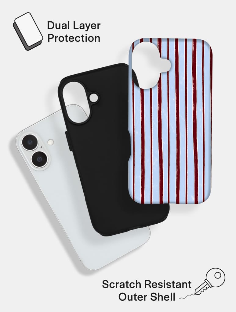 Brown And Blue Sketchy Stripes Ultra Protective iPhone Case Phone Cases Skinnydip London