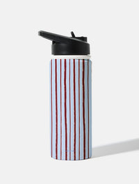 Brown and Blue stripe 18oz Stainless Steel Water bottle Water Bottles Skinnydip London