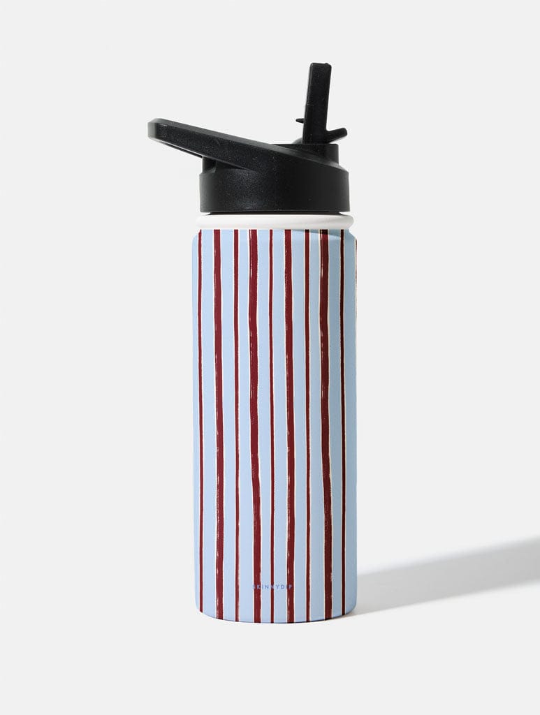 Brown and Blue stripe 18oz Stainless Steel Water bottle Water Bottles Skinnydip London