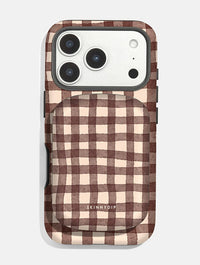 Brown Gingham Portable Magsafe Charger Portable Chargers Skinnydip London