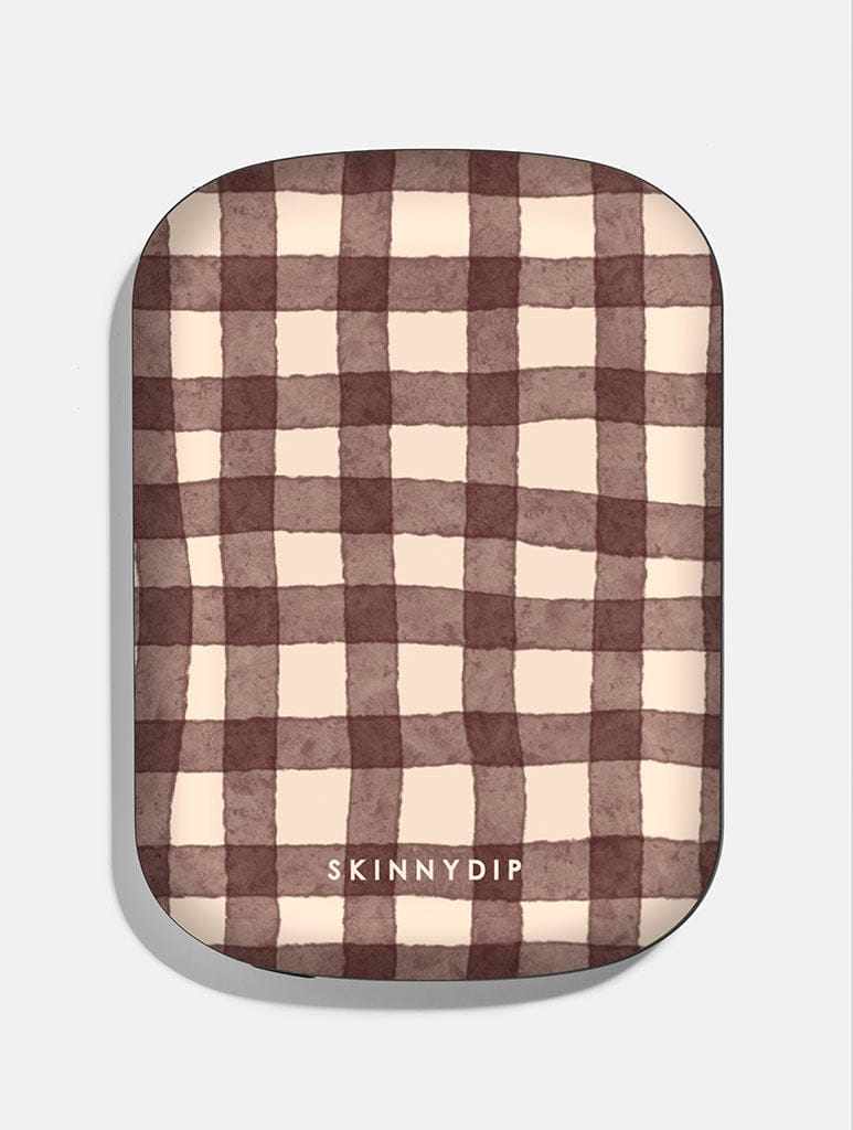 Brown Gingham Portable Magsafe Charger Portable Chargers Skinnydip London