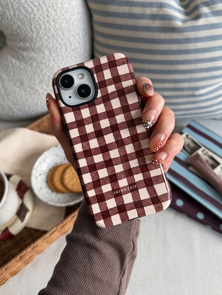 Brown Gingham Ultra Protective iPhone Case Phone Cases Skinnydip London