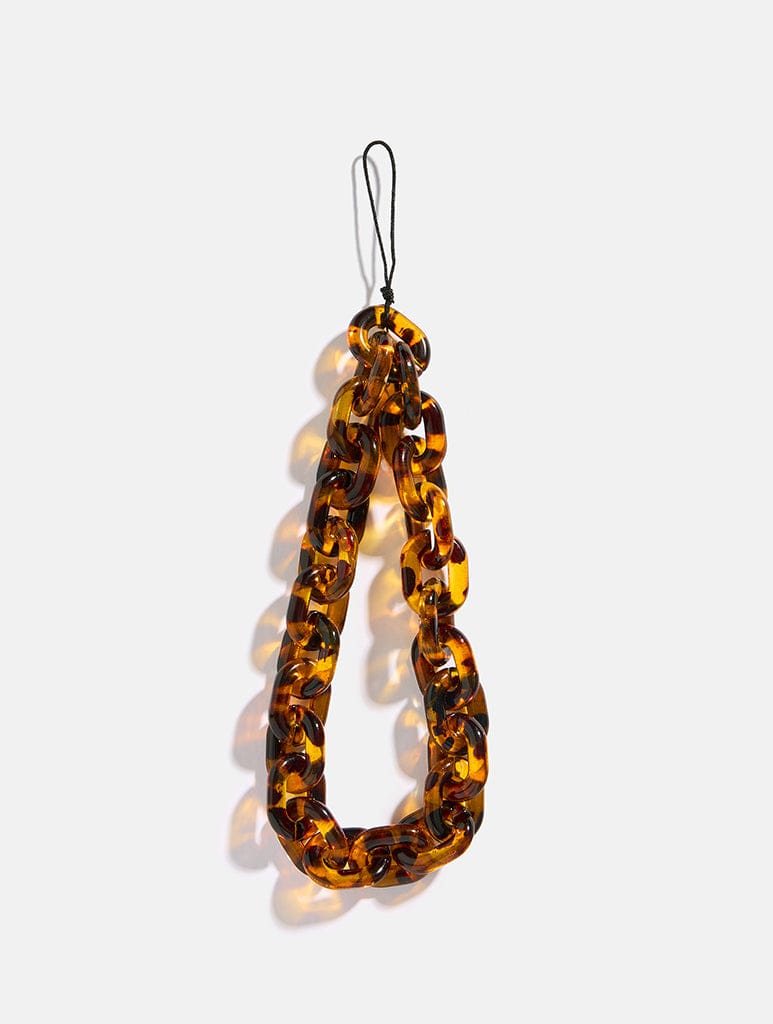 Brown Tortoise Shell Beaded Strap Phone Grips Skinnydip London