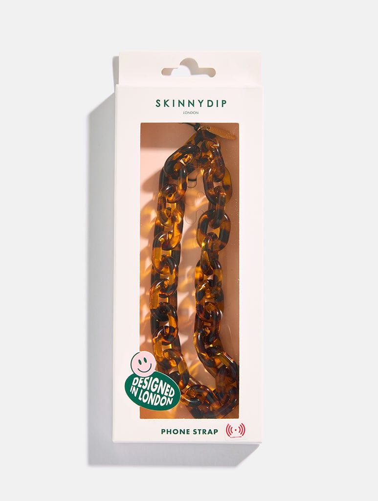 Brown Tortoise Shell Beaded Strap Phone Grips Skinnydip London