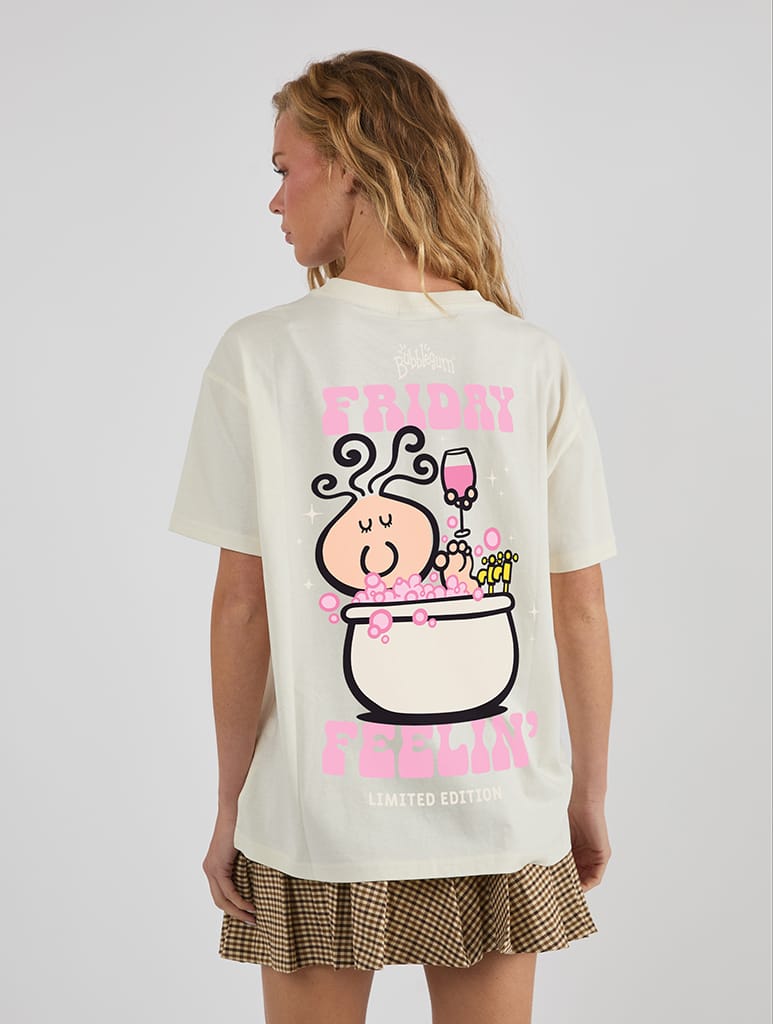 Bubblegum x Skinnydip Friday Feelin’ T-Shirt In White Tops & T-Shirts Skinnydip London