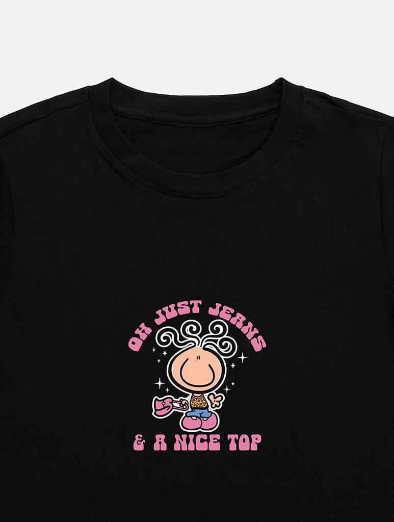 Bubblegum x Skinnydip Just Jeans & A Nice Top Baby T-Shirt In Black Tops & T-Shirts Skinnydip London