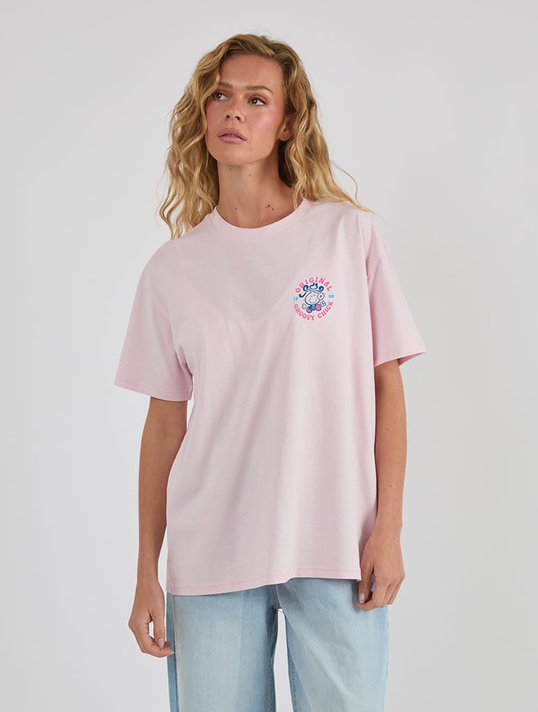 Bubblegum x Skinnydip Original Groovy Chick T-Shirt In Pink Tops & T-Shirts Skinnydip London