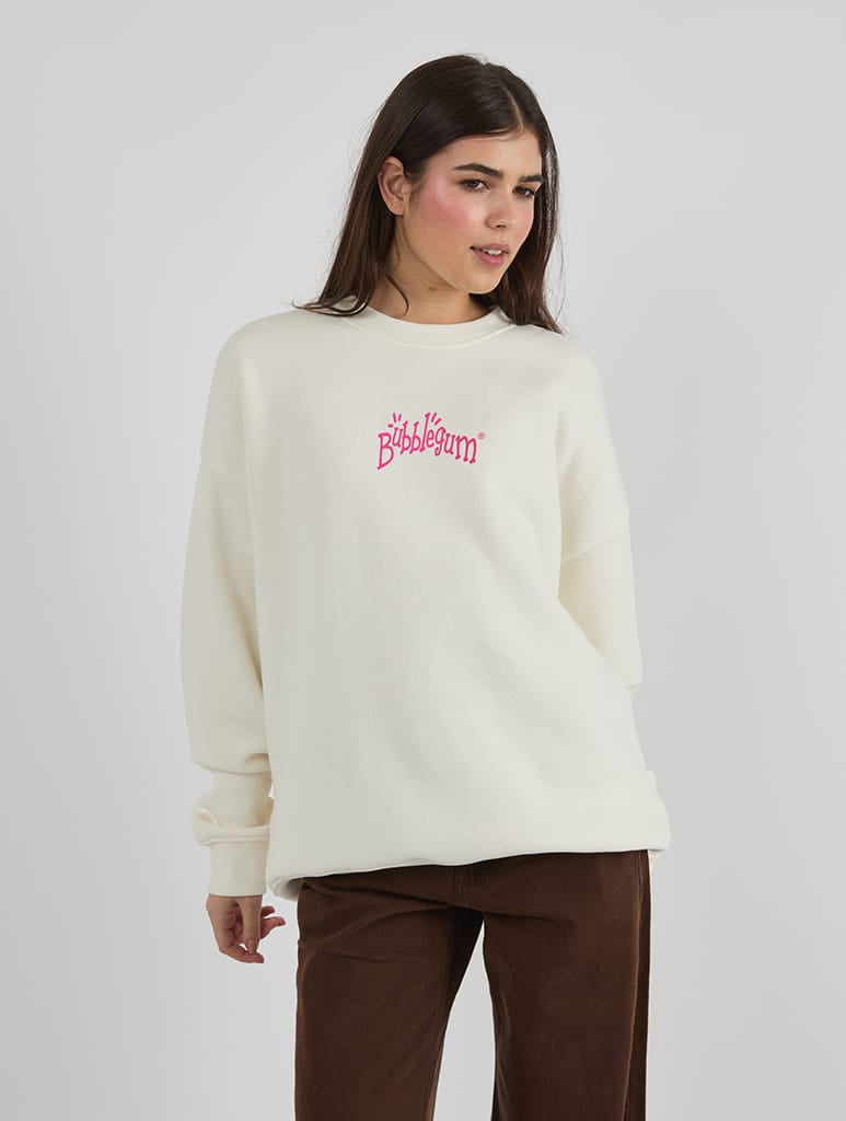 Bubblegum x Skinnydip Take Up Space Sweatshirt In White Hoodies & Sweatshirts Skinnydip London