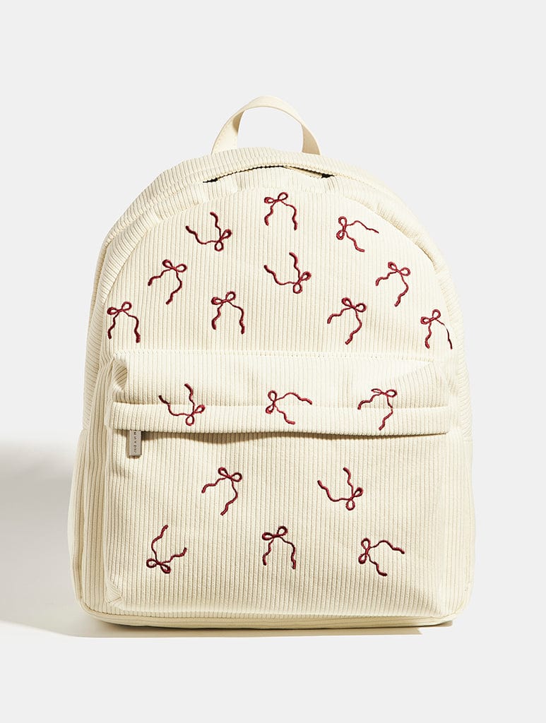 Burgandy Bow Embroidered Backpack Backpacks Skinnydip London