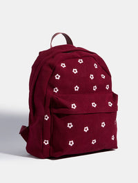 Burgandy Ditsy Flower Embroidered Backpack Backpacks Skinnydip London