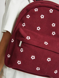 Burgandy Ditsy Flower Embroidered Backpack Backpacks Skinnydip London