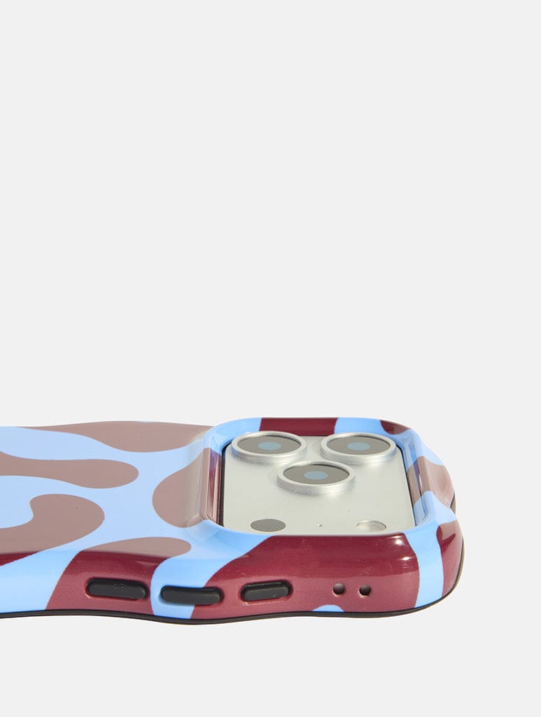 Burgundy and Blue Pattern Wiggle Ultra Protection iPhone Case Phone Cases Skinnydip London