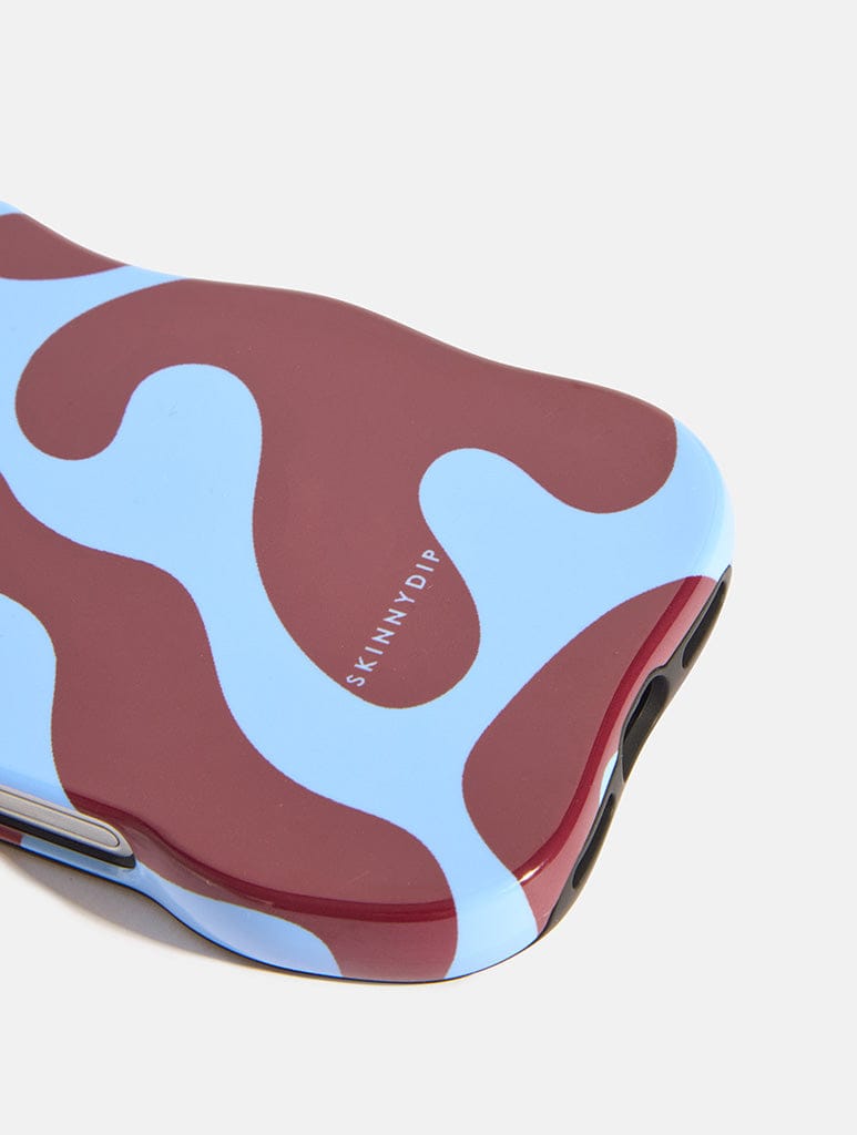 Burgundy and Blue Pattern Wiggle Ultra Protection iPhone Case Phone Cases Skinnydip London