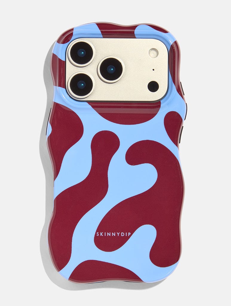 Burgundy and Blue Pattern Wiggle Ultra Protection iPhone Case Phone Cases Skinnydip London