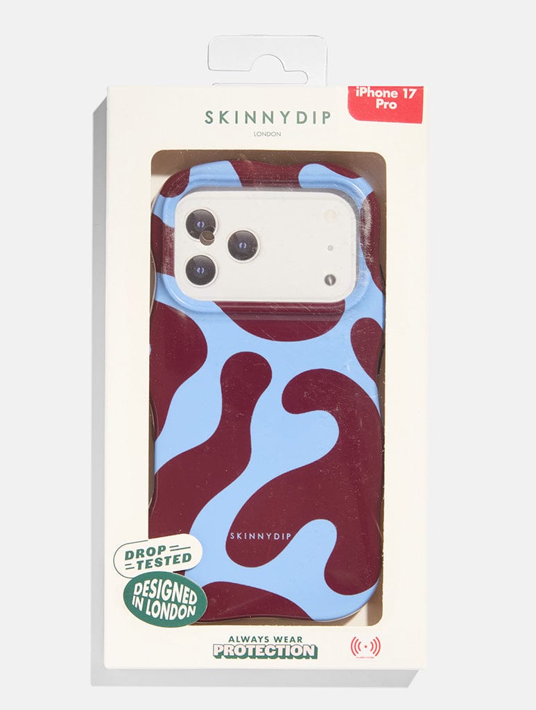 Burgundy and Blue Pattern Wiggle Ultra Protection iPhone Case Phone Cases Skinnydip London
