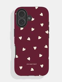 Burgundy and Cream Ditsy Hearts Ultra Protective iPhone Case Phone Cases Skinnydip London